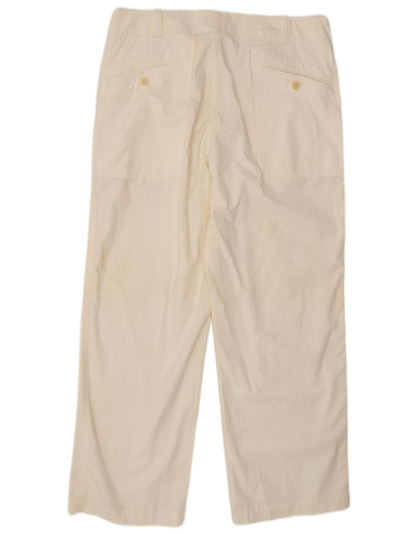 Zara Calça Chino Masculina Reta EU 44 Grande W34 L28 Algodão Listrado Branco