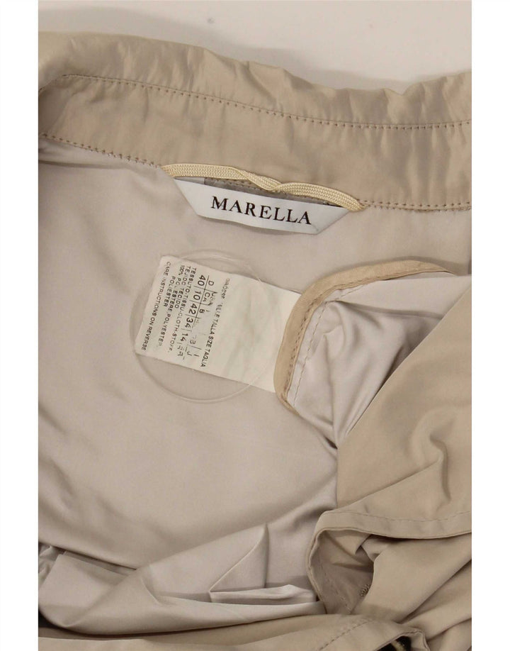 Casaco impermeável curto feminino Marella UK 14 grande poliéster bege