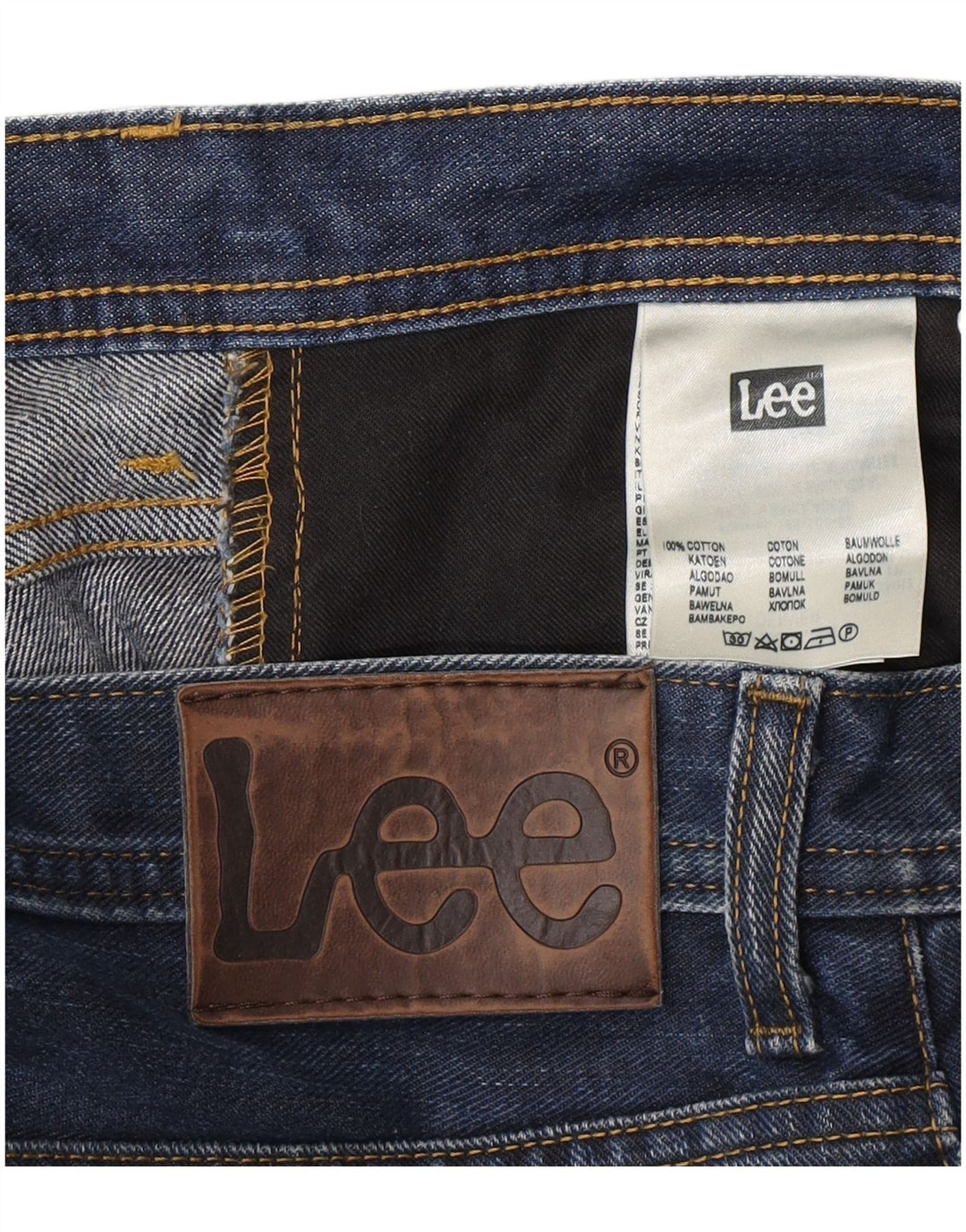 Lee Mens Denver Straight Jeans W33 L30 Azul Algodão
