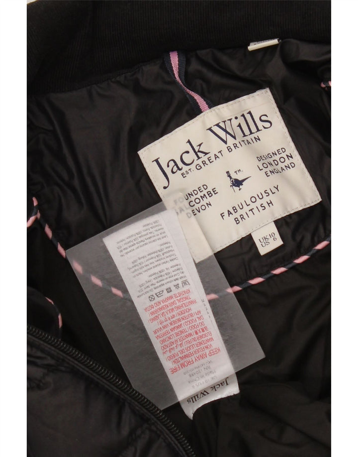 Jaqueta acolchoada feminina Jack Wills UK 10 poliéster preto pequeno