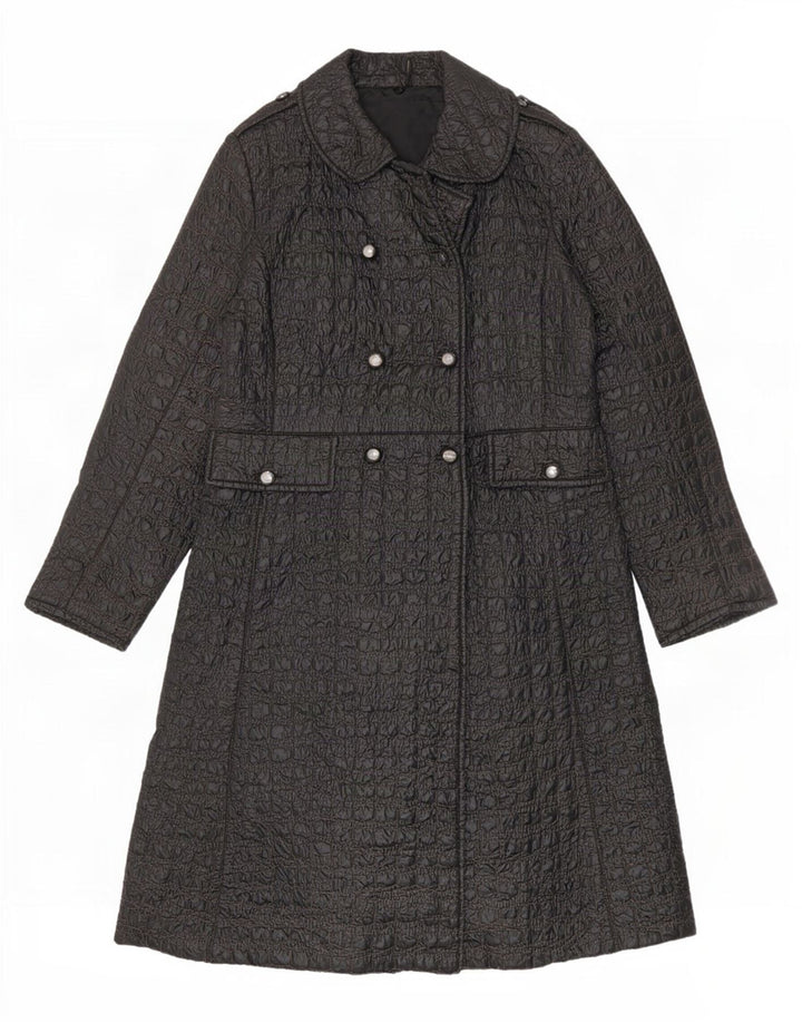 Casaco impermeável feminino vintage UK 8 pequeno preto