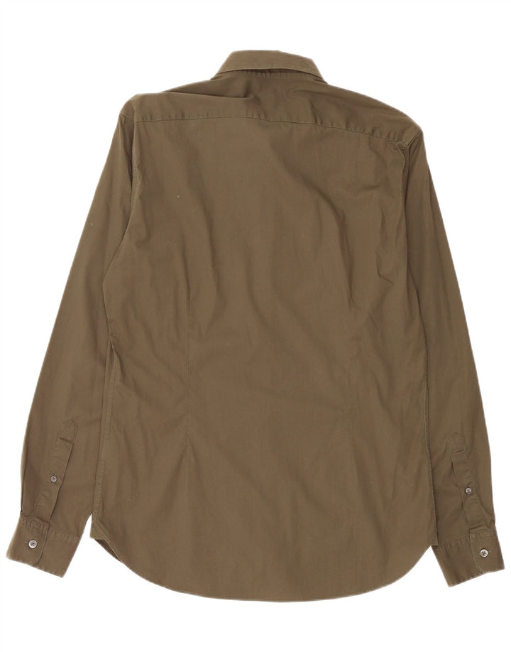 Camisa masculina JIGSAW de algodão cáqui médio