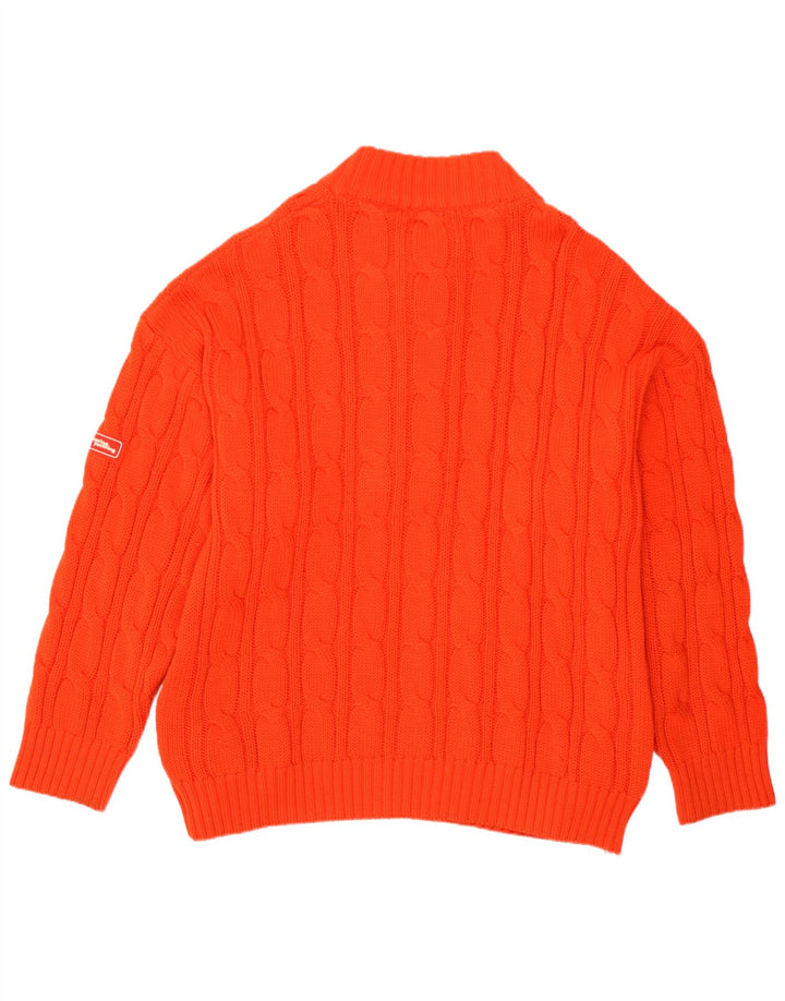 Marina Yachting Suéter masculino com gola redonda, grande, laranja, lã nova