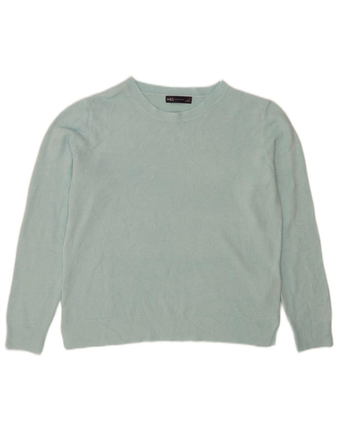Suéter feminino Marks & Spencer com gola redonda Reino Unido 16 grande turquesa