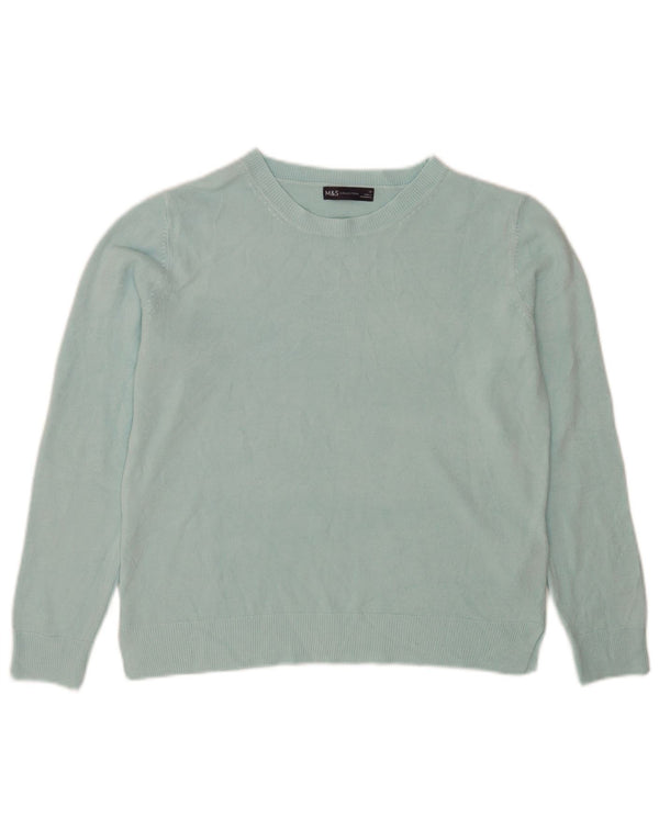 Suéter feminino Marks & Spencer com gola redonda Reino Unido 16 grande turquesa