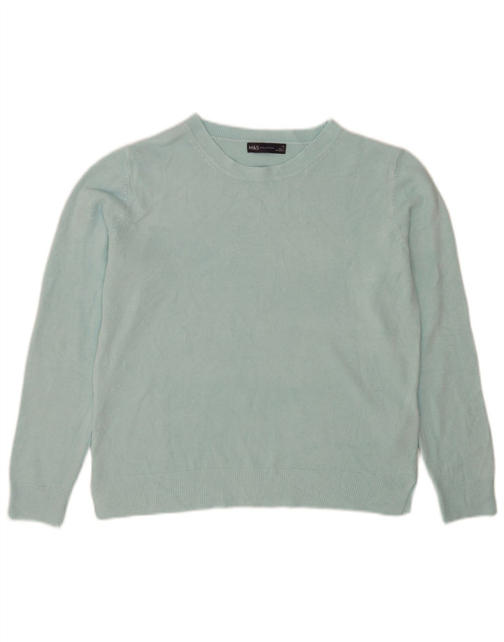 Suéter feminino Marks & Spencer com gola redonda Reino Unido 16 grande turquesa