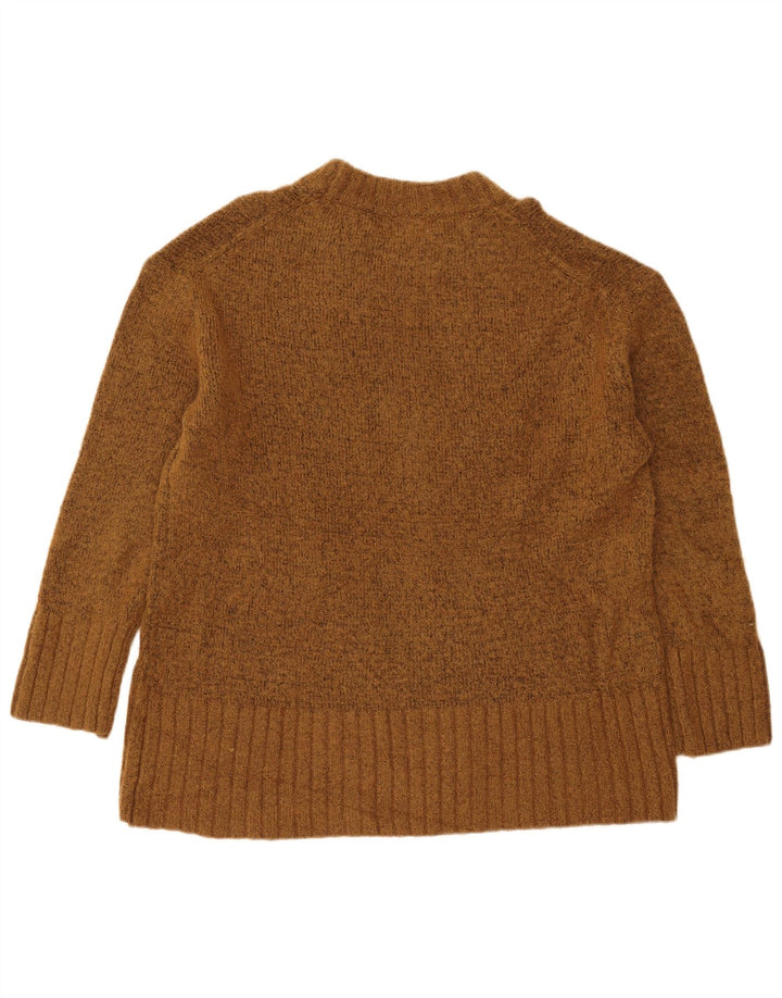 Zara Suéter feminino oversized com gola redonda Reino Unido 10 pequeno marrom acrílico