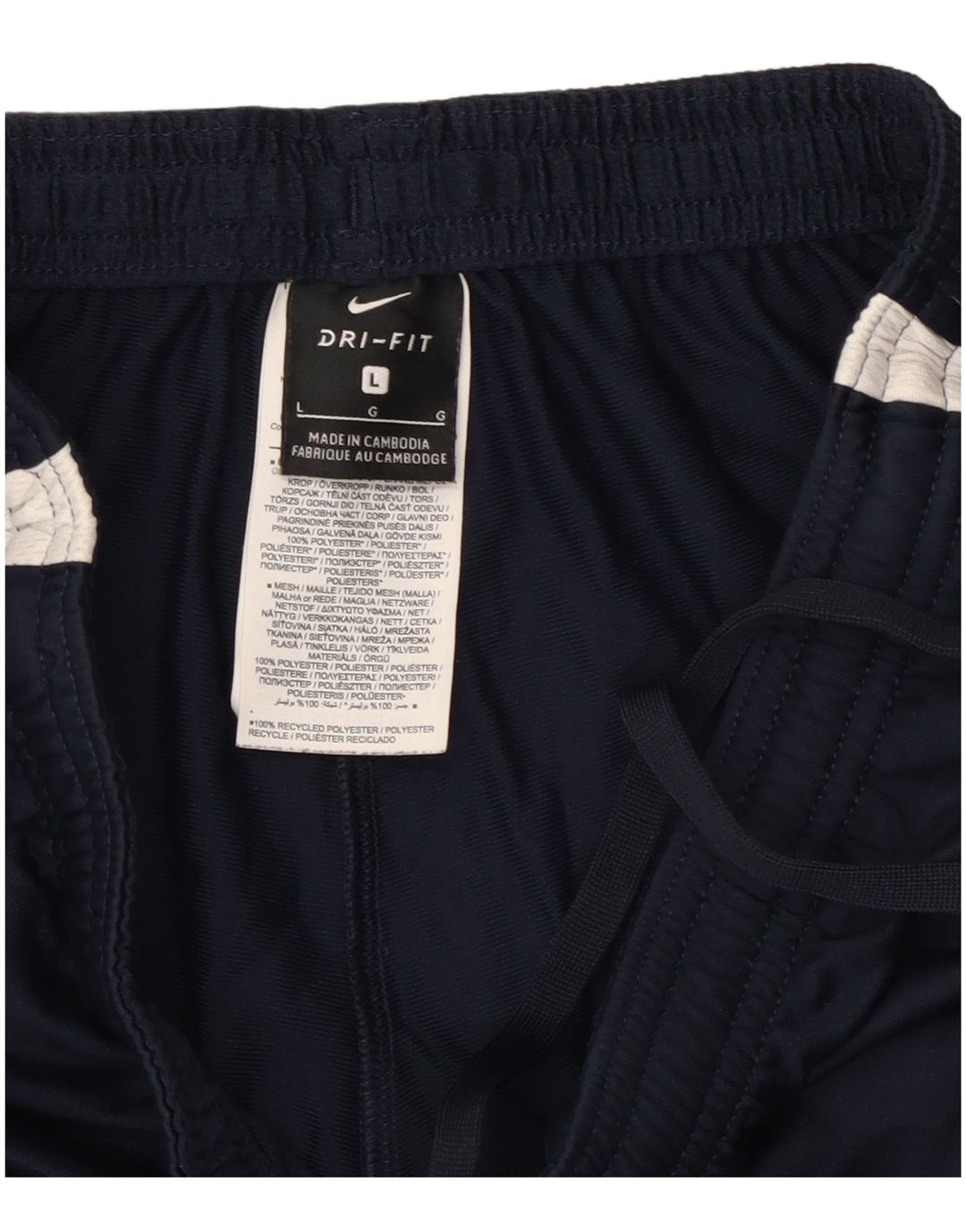 Calça de treino masculina Nike Dri Fit grande poliéster colorblock azul marinho