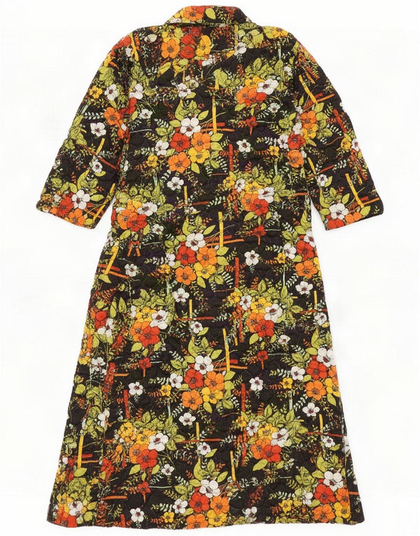 Sobretudo acolchoado feminino Brettles Reino Unido 12/14 Floral preto médio