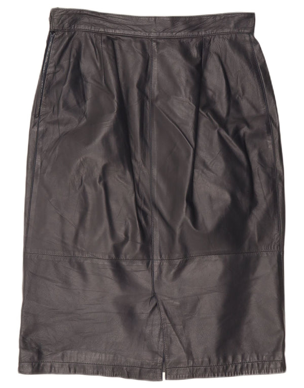 Saia de couro feminina vintage IT 46 grande W32 azul marinho