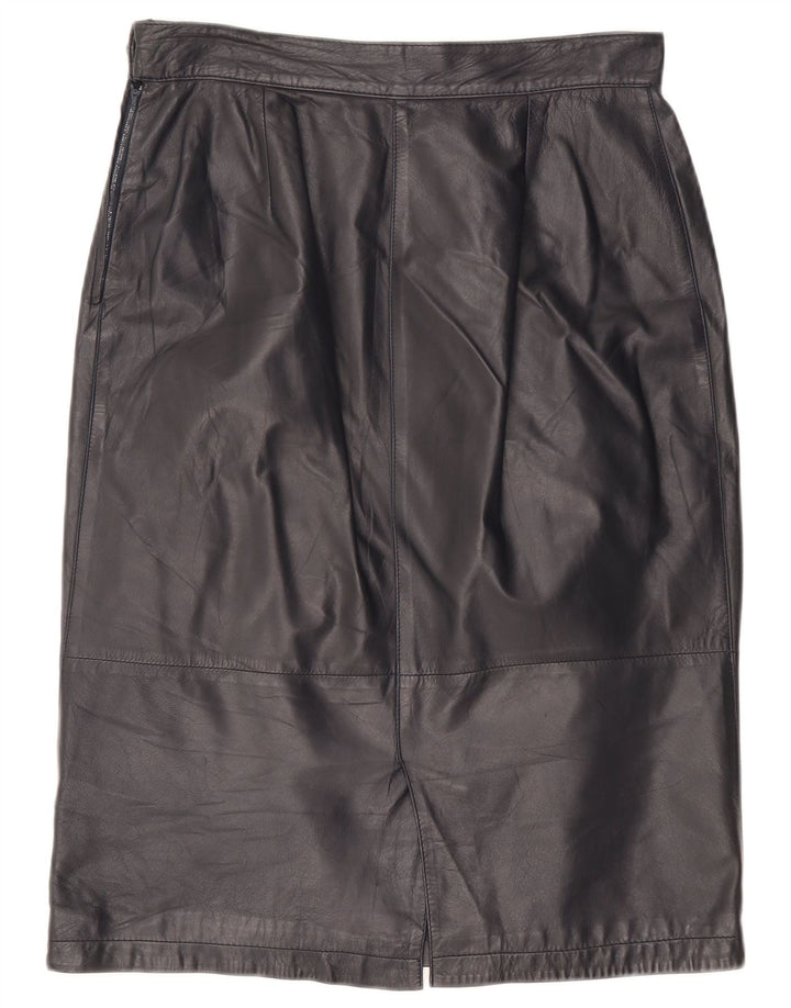 Saia de couro feminina vintage IT 46 grande W32 azul marinho