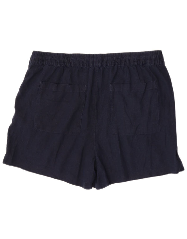 Shorts Chino Feminino Marks & Spencer Reino Unido 18 XL W36 Azul Marinho Linho