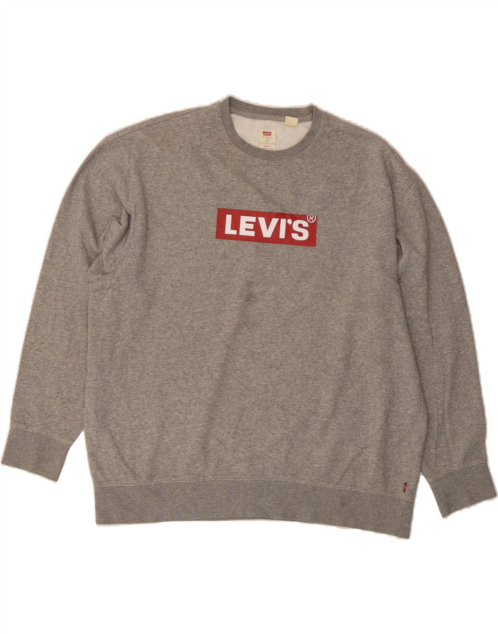 LEVI'S Mens Graphic Relaxed Fit Sweatshirt Jumper XL Grey Cotton Vintage Levi's and Second-Hand Levi's from Messina Hembry 