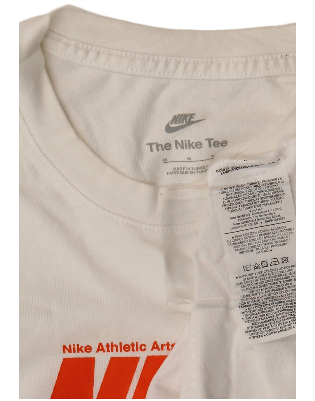 Camiseta gráfica masculina NIKE Top médio off white algodão