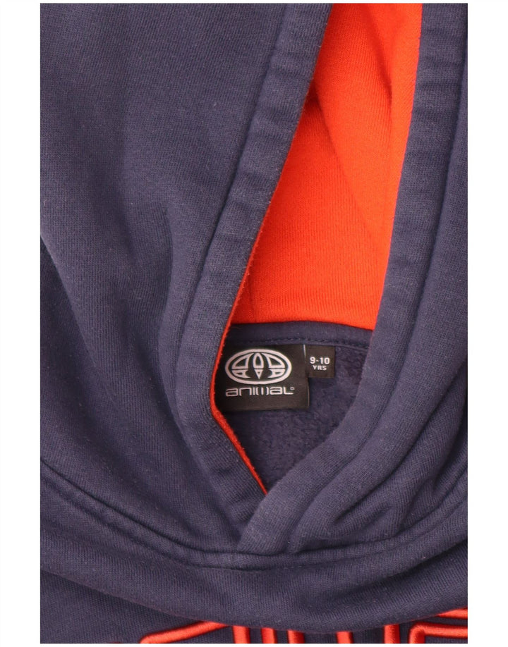 ANIMAL Meninos moletom com capuz gráfico 9-10 anos algodão azul marinho