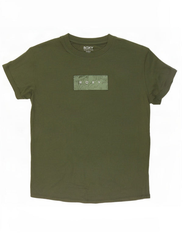 Camiseta feminina Roxy com estampa gráfica UK 14 algodão cáqui médio