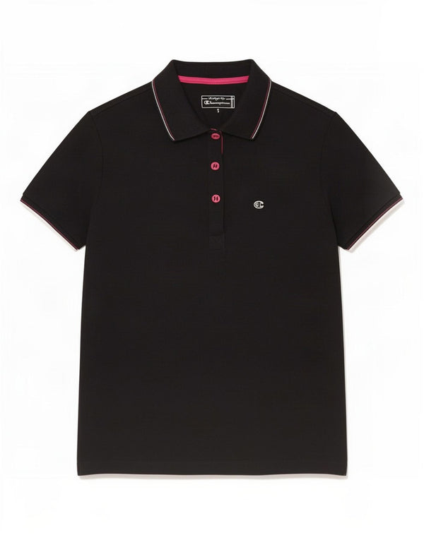 Camisa polo feminina Champion Heritage Fit UK 10 pequena preta