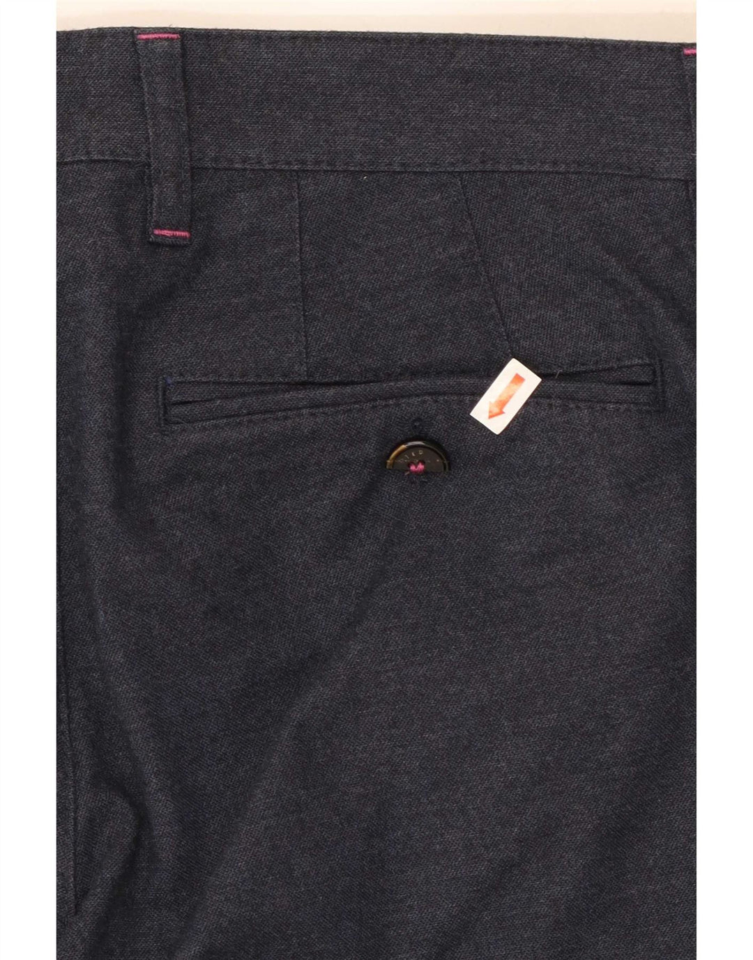 Calça masculina reta Ted Baker W32 L30 algodão azul marinho