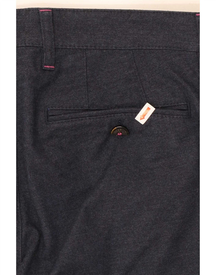 Calça masculina reta Ted Baker W32 L30 algodão azul marinho