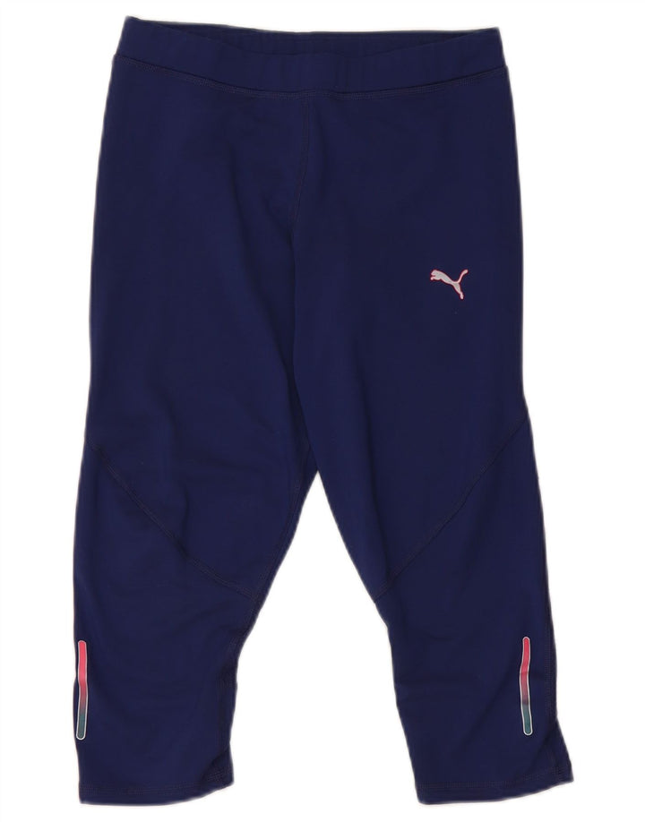 Puma Womens Capri Leggings UK 10 Pequeno Azul Marinho Poliéster