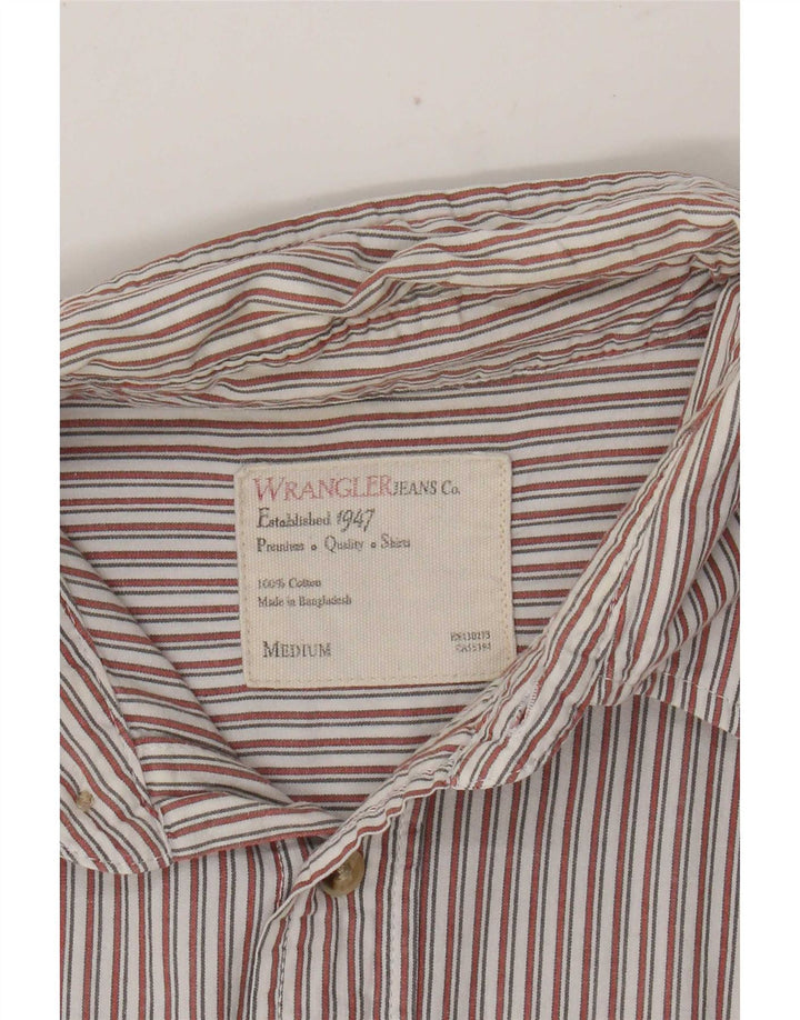 Camisa masculina Wrangler de algodão listrado vermelho médio