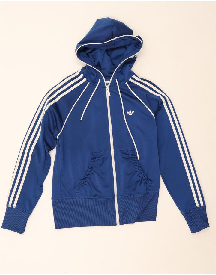 Adidas Womens Zip Hoodie Sweater EU 40 Médio Azul Poliéster Esportes