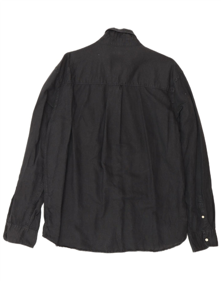 Camisa masculina Zara de linho preto médio
