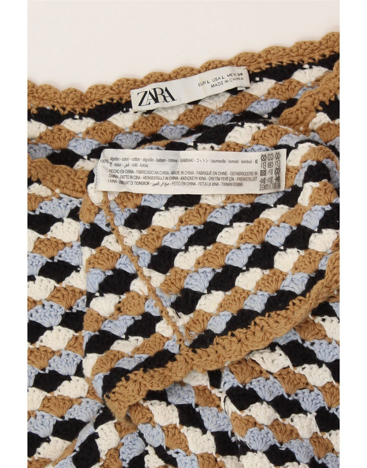 Suéter feminino ZARA com gola canoa e gola canoa Reino Unido 14 grande multicolorido