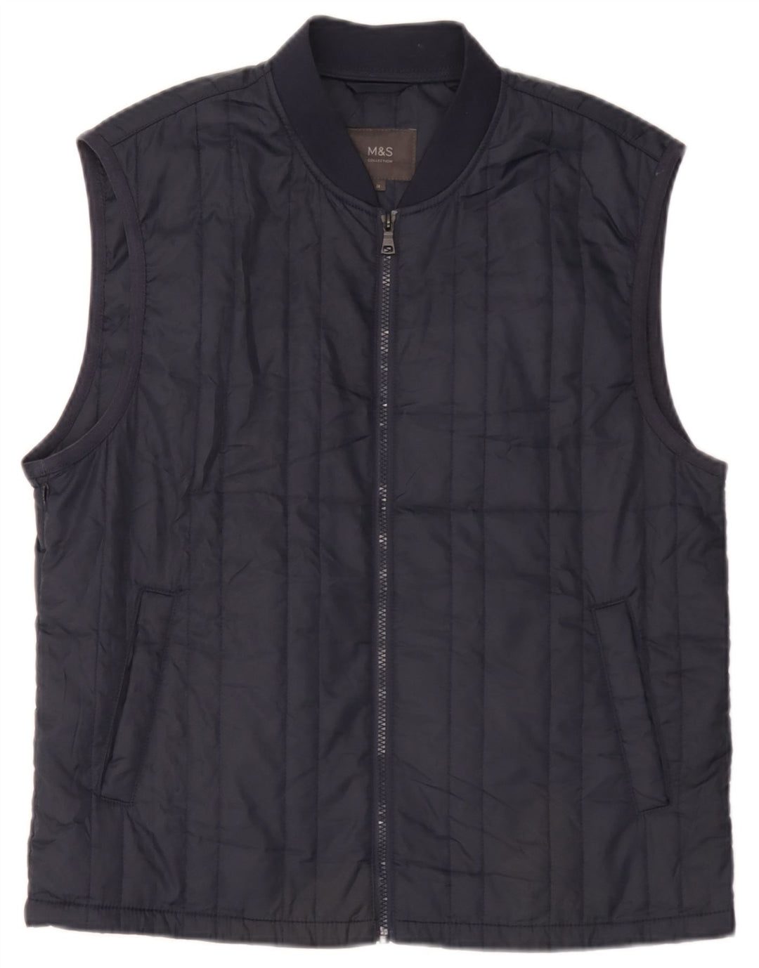 Colete masculino Marks & Spencer UK 38 poliéster azul marinho médio