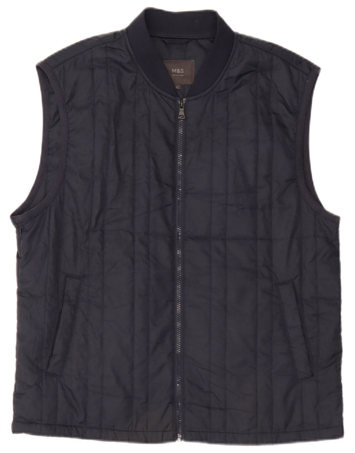 Colete masculino Marks & Spencer UK 38 poliéster azul marinho médio