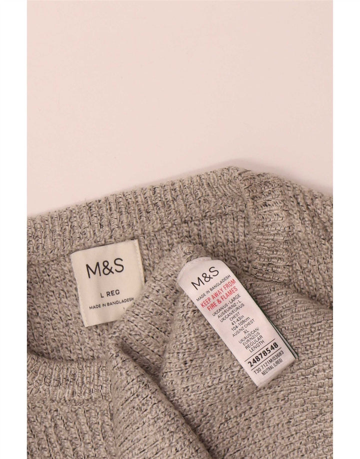 Suéter masculino Marks & Spencer com gola redonda, grande poliamida bege