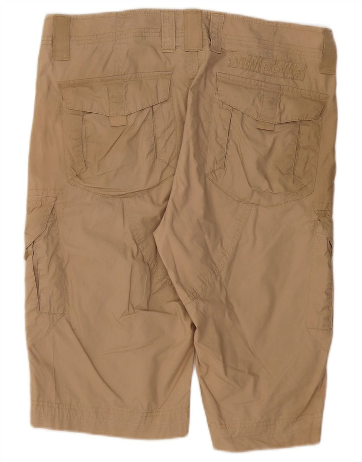 ARMANI EXCHANGE Mens Cargo Shorts W32 Algodão Bege Médio