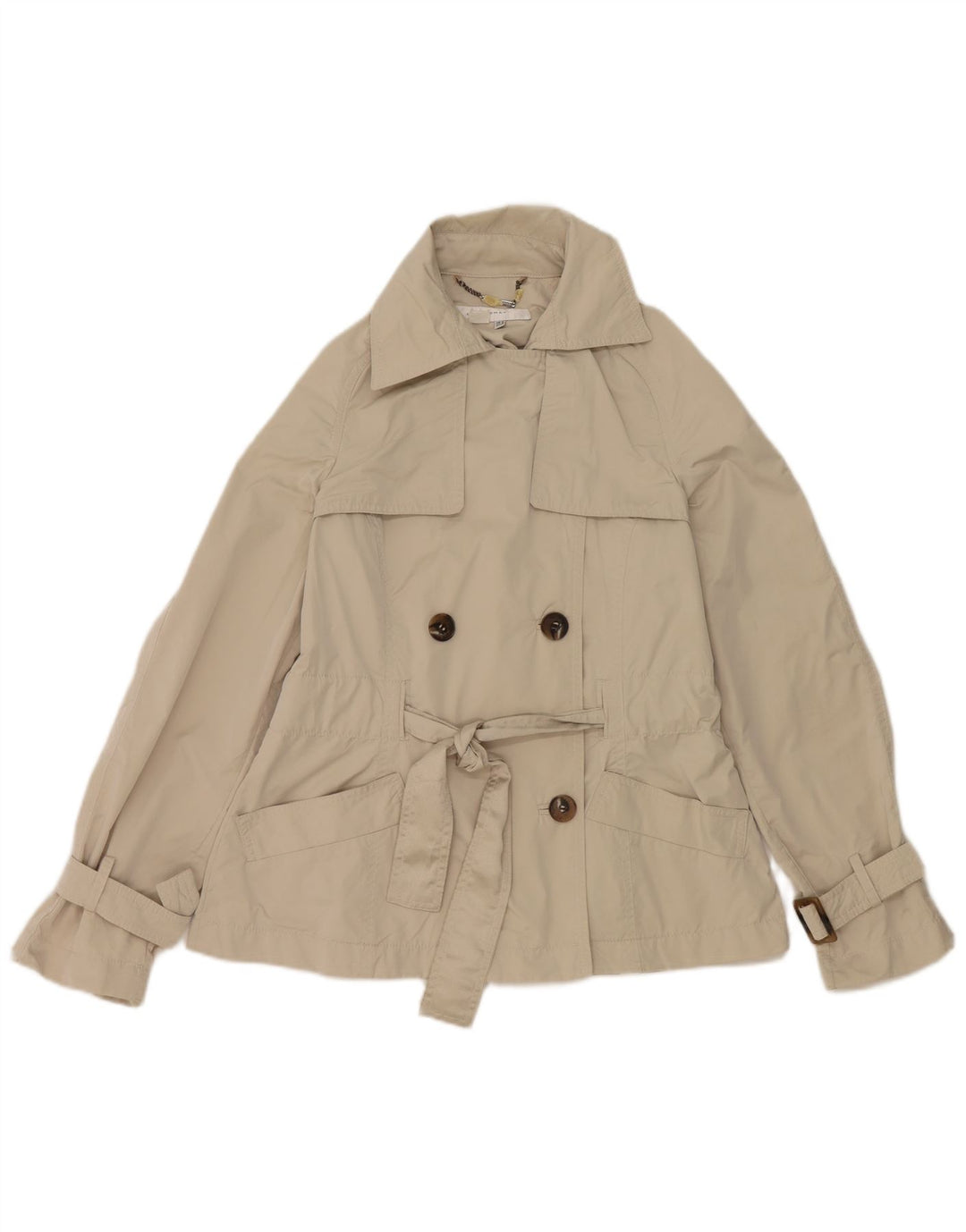 Jaqueta feminina Zara com peito duplo UK 12 poliéster cinza médio