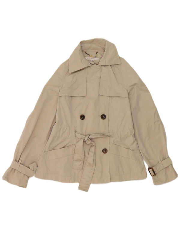 Jaqueta feminina Zara com peito duplo UK 12 poliéster cinza médio