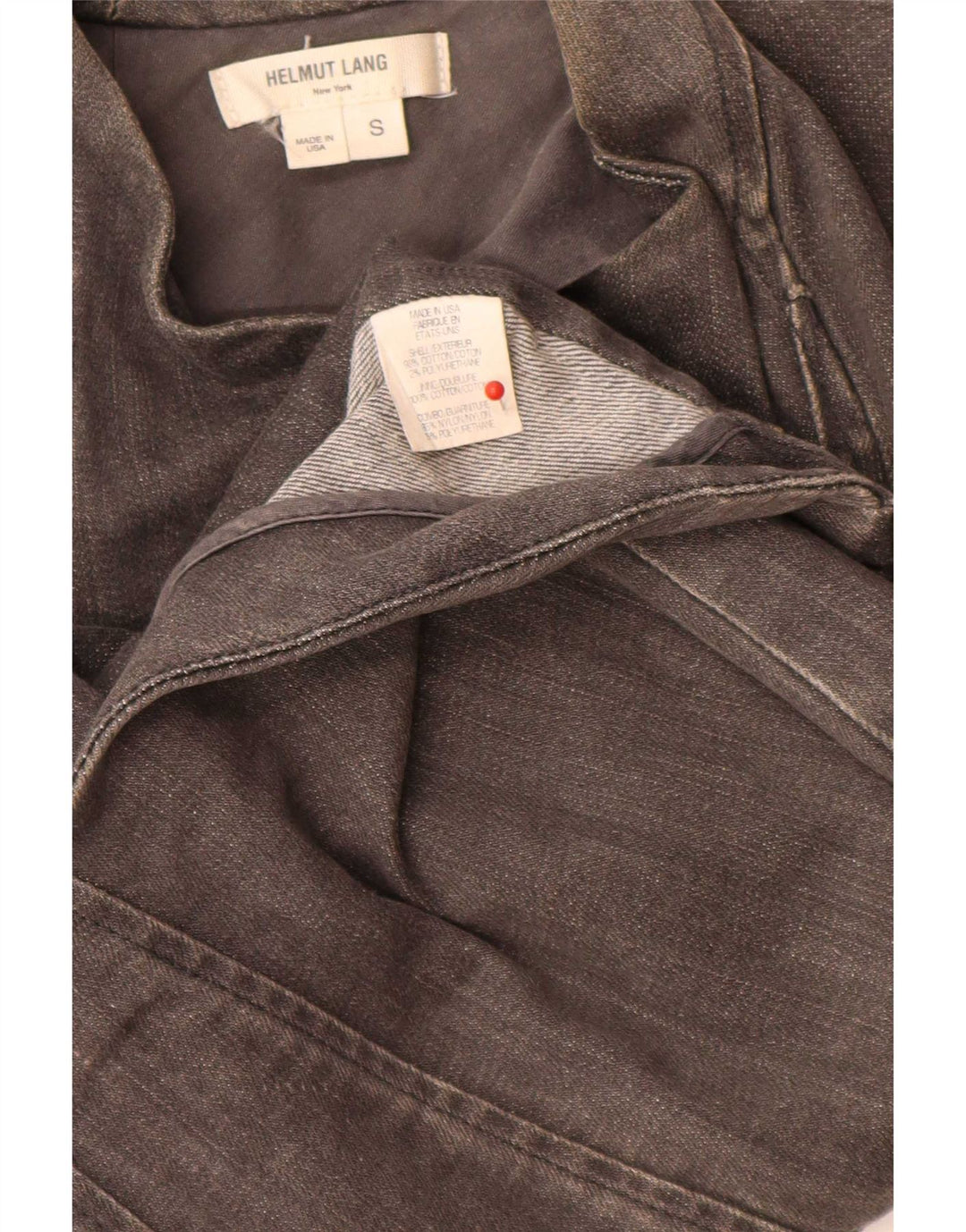 Helmut Lang Jaqueta feminina assimétrica para motociclista UK 10 Small Grey Colourblock