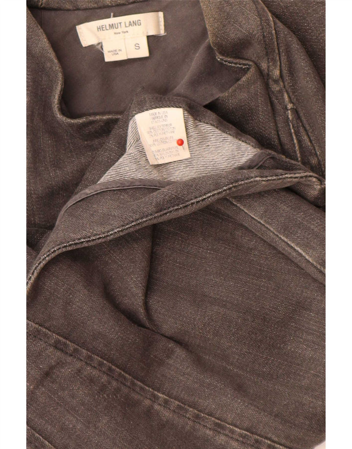 Helmut Lang Jaqueta feminina assimétrica para motociclista UK 10 Small Grey Colourblock