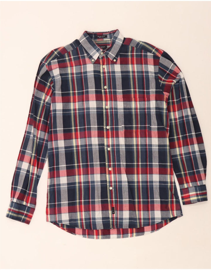 Gant Camisa Masculina Regular Fit Grande Xadrez Azul Marinho