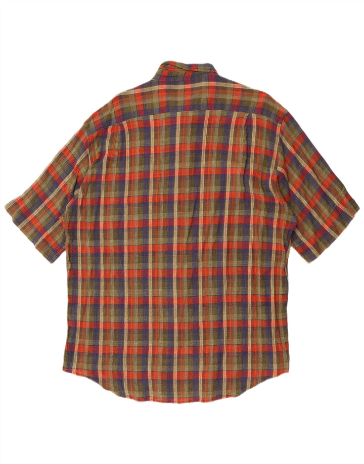 Camisa masculina de manga curta Missoni 2XL algodão xadrez verde