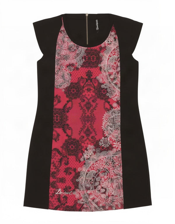 Vestido bainha feminino Desigual Reino Unido 18 XL preto paisley poliéster