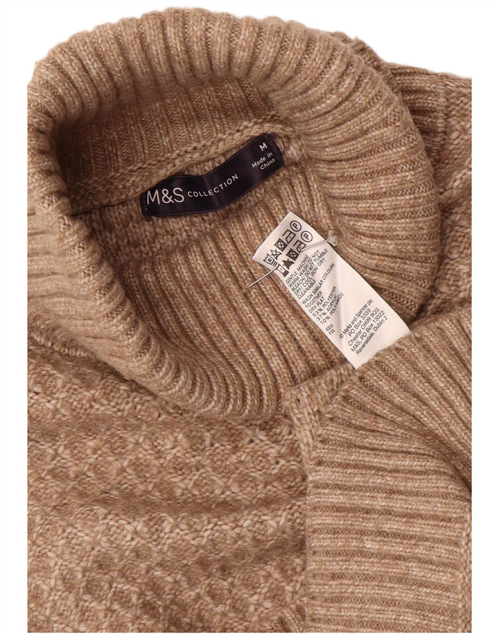 Suéter feminino Marks & Spencer com gola redonda Reino Unido 14 marrom médio