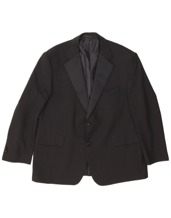 Jaqueta blazer masculina de 2 botões Marks & Spencer Reino Unido 46 XL lã preta