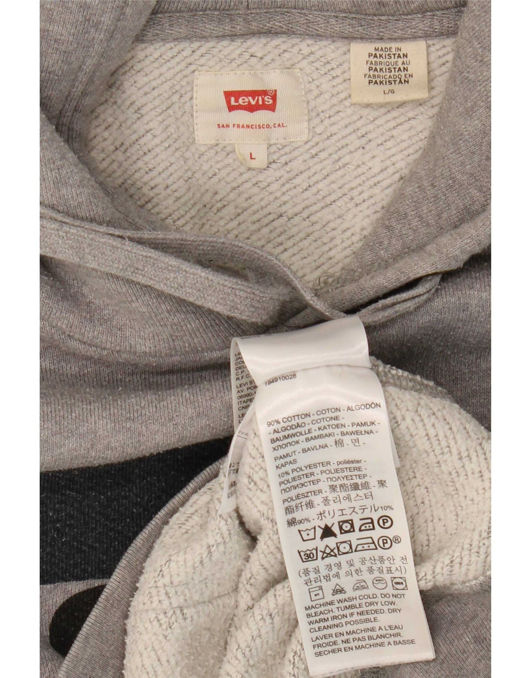 Suéter com capuz gráfico masculino Levi's grande algodão cinza