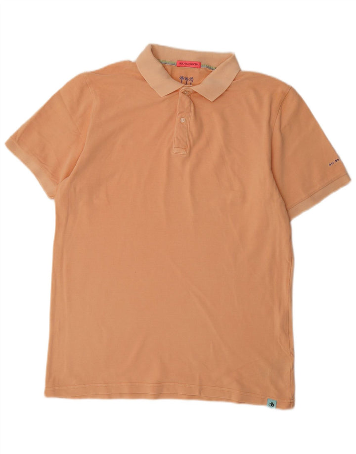 Camisa polo masculina Scotch & Soda grande algodão laranja