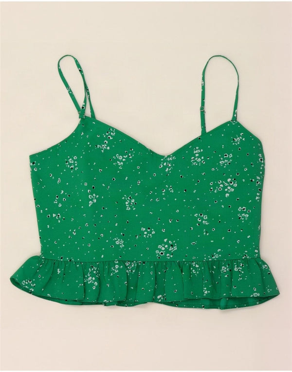 Topshop feminino Cami Top UK 12 poliéster floral verde médio