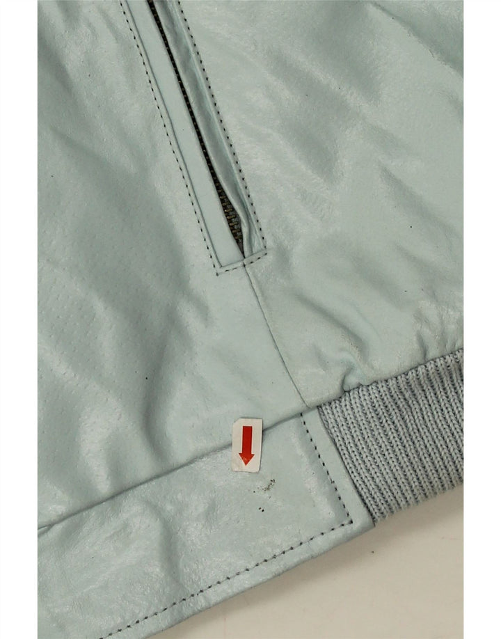 Jaqueta bomber feminina vintage de couro sintético IT 44 azul médio