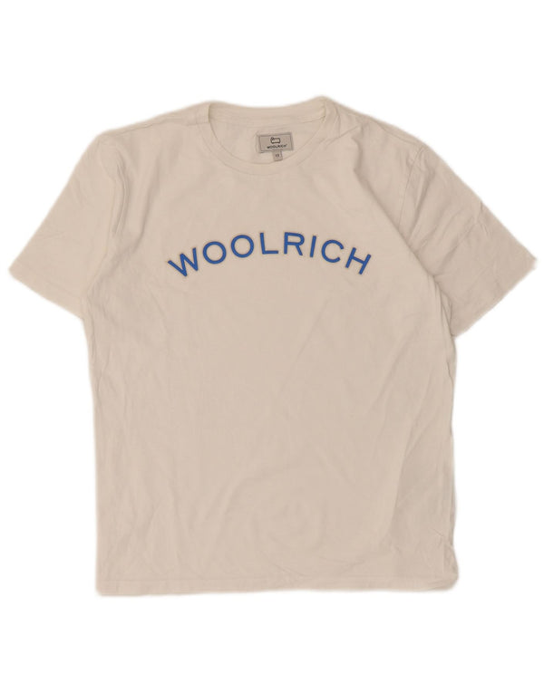 Camiseta gráfica Woolrich Boys 11-12 anos algodão branco