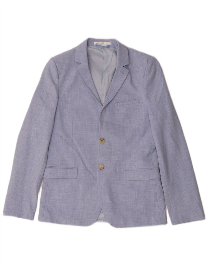 Jaqueta blazer de 2 botões Marks & Spencer Boys 11-12 anos azul poliéster