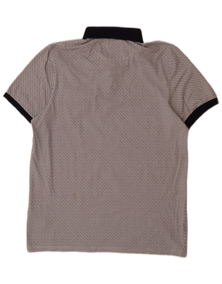 Camisa polo masculina Ted Baker tamanho 4 grande algodão manchado cinza
