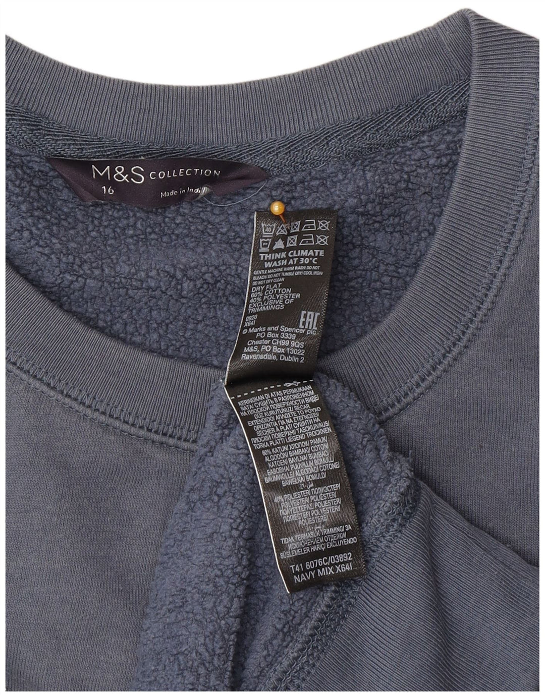 Suéter gráfico feminino Marks & Spencer Reino Unido 16 grande azul marinho