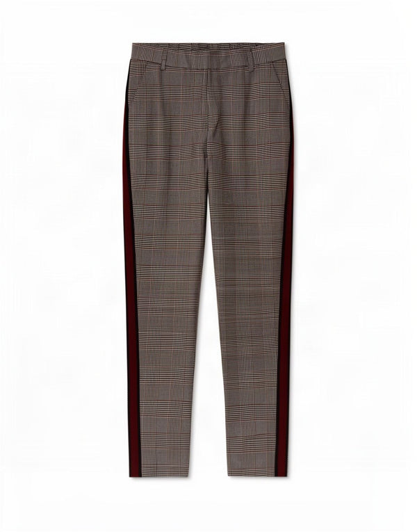 Calça Chino reta feminina Zara XS W24 L25 cinza xadrez